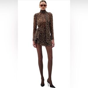Ronny Kobo Carlotta Dress Size XL NWT Leopard Print Long Sleeve Dress